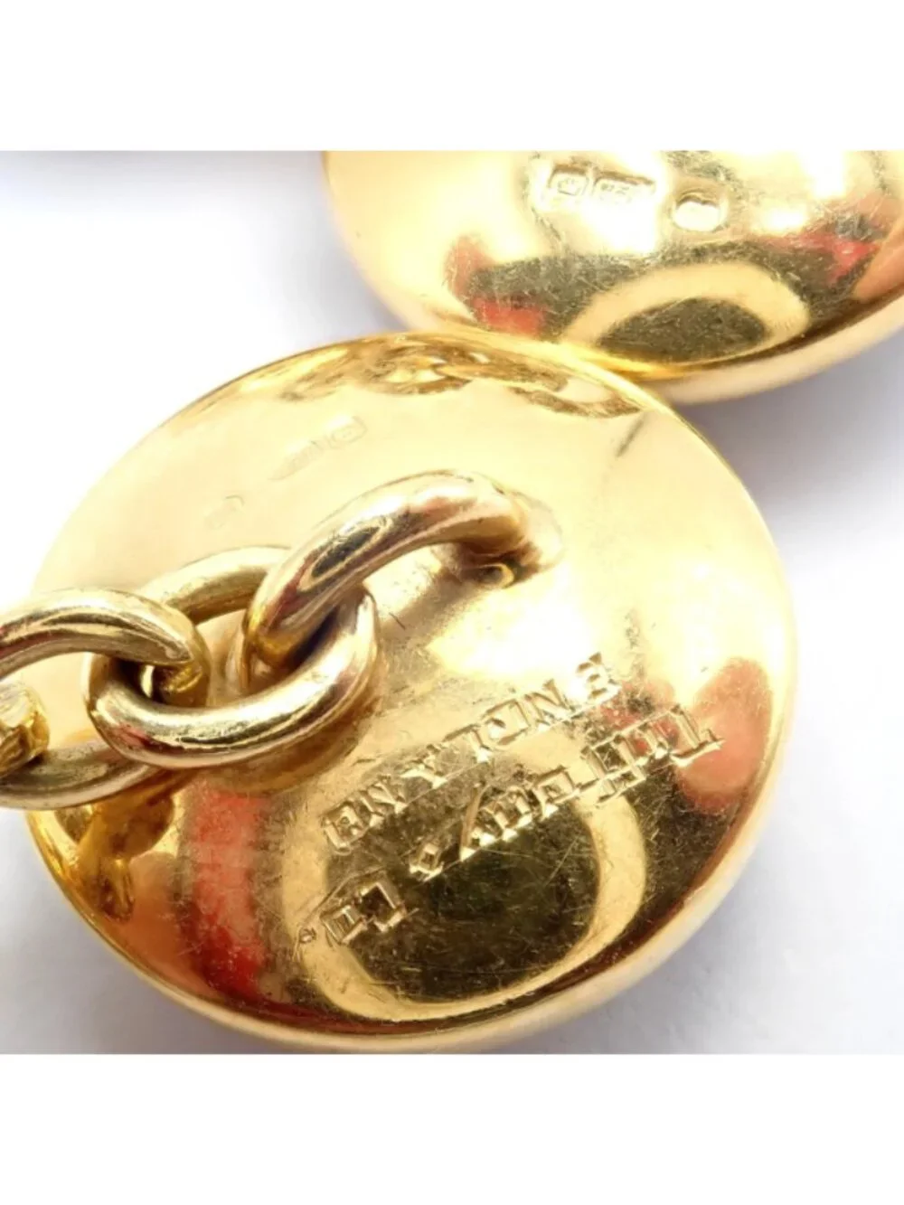 Vintage Tiffany & Co 18k Yellow Gold Essex Reverse Intaglio Field Mice Cufflinks